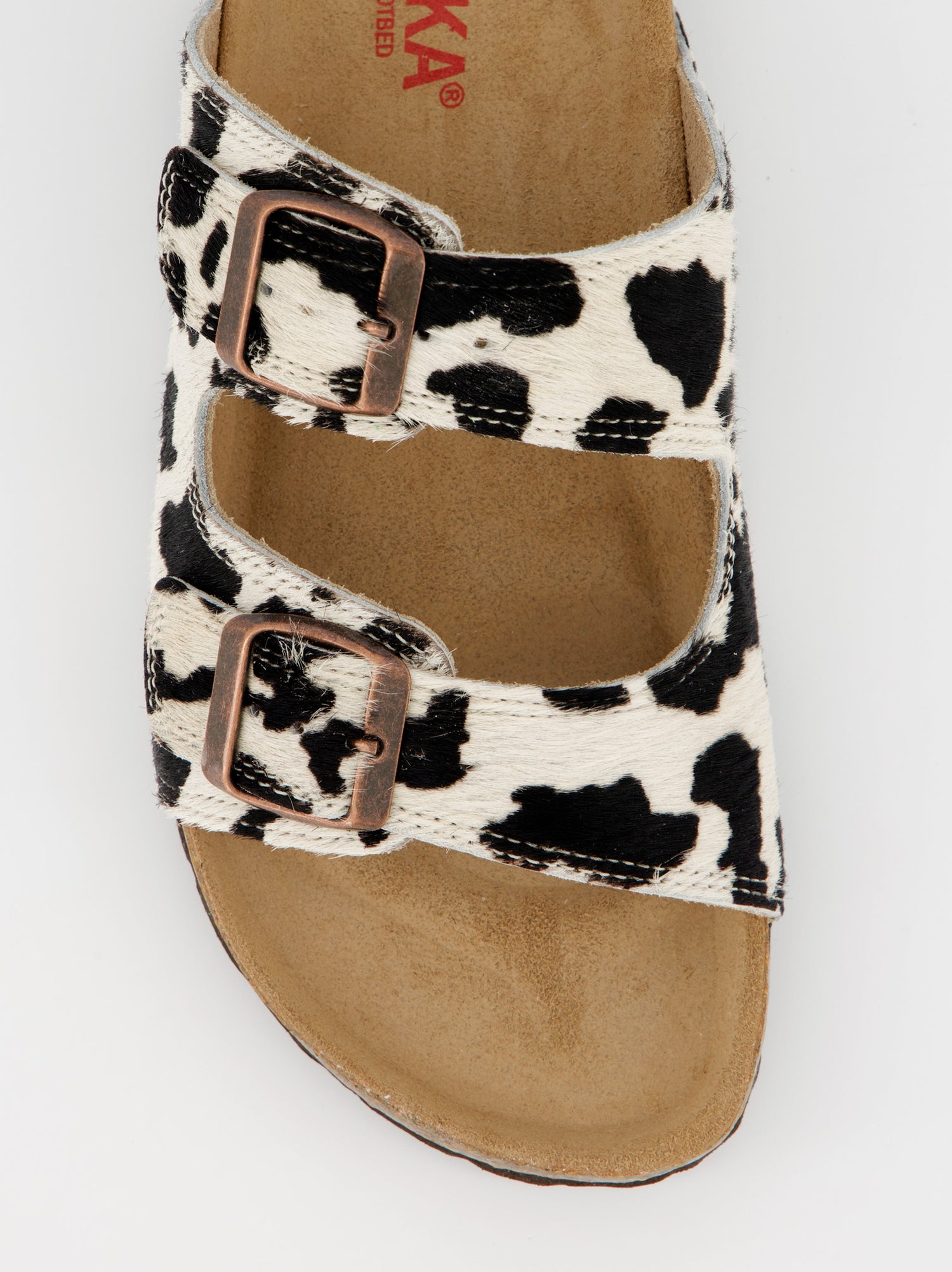 Sandalias planas piel con pelo estampado animal - Mindi