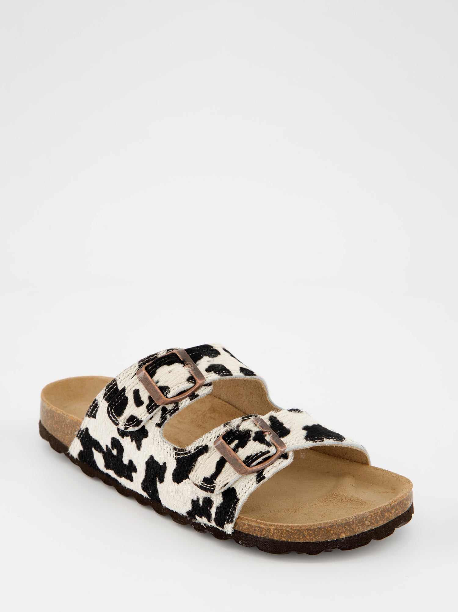 Sandalias planas piel con pelo estampado animal - Mindi