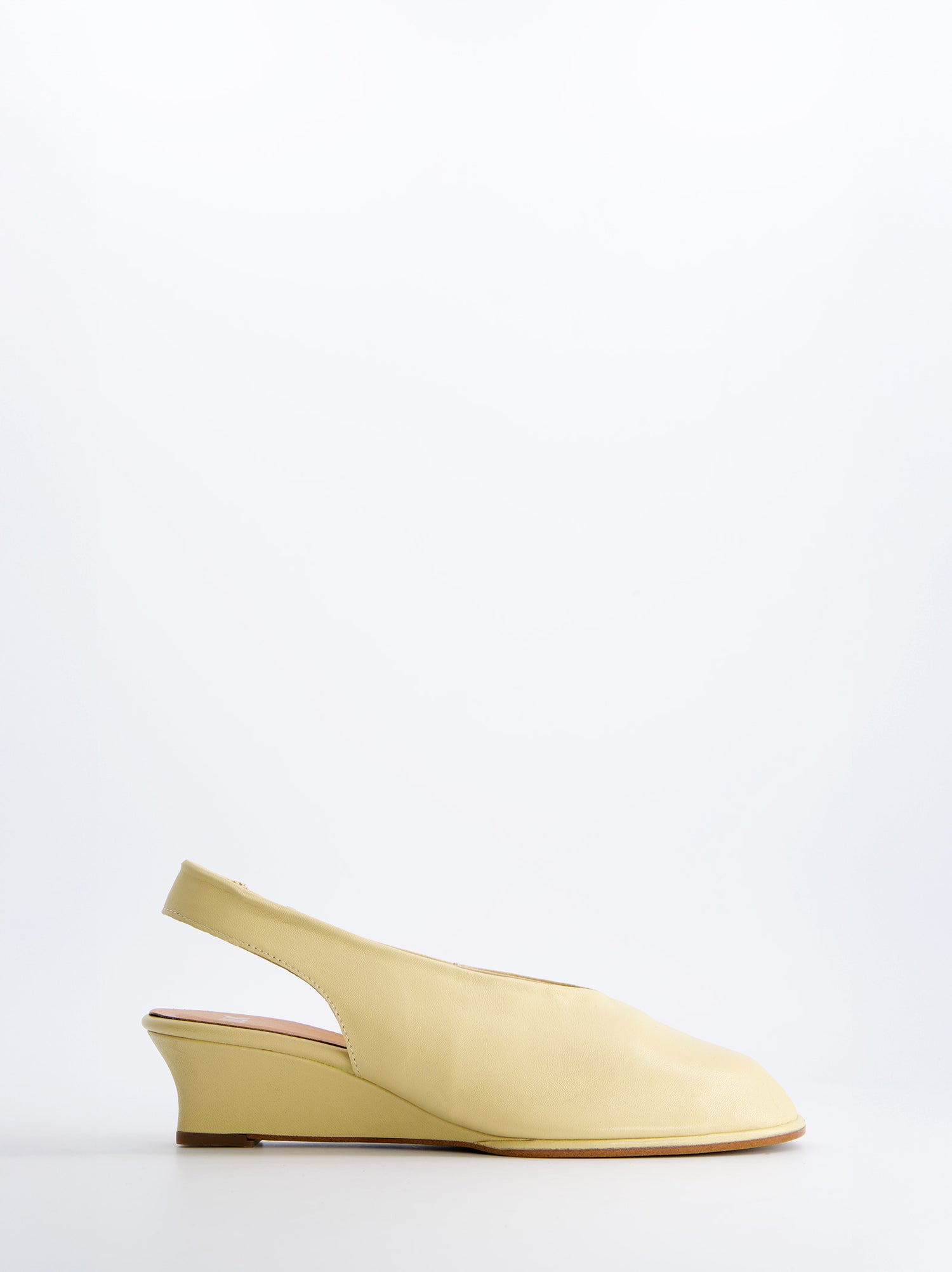 Sandalia De Cuña De Piel Amarillo - Selein