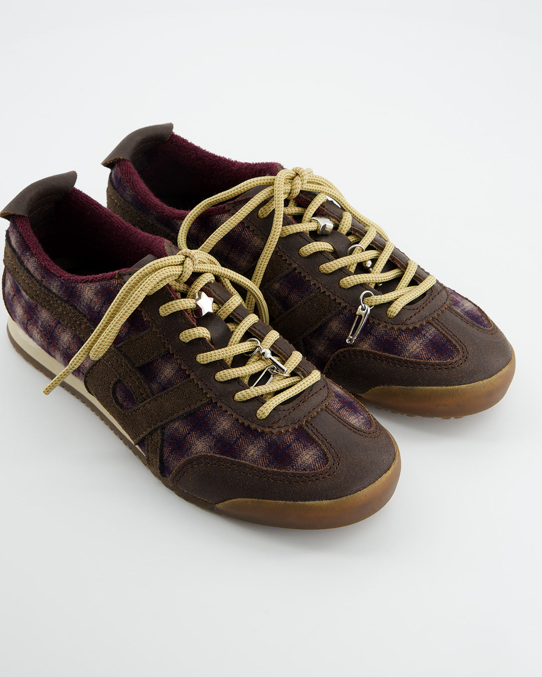Checked sneakers with metallic charms - Onyx