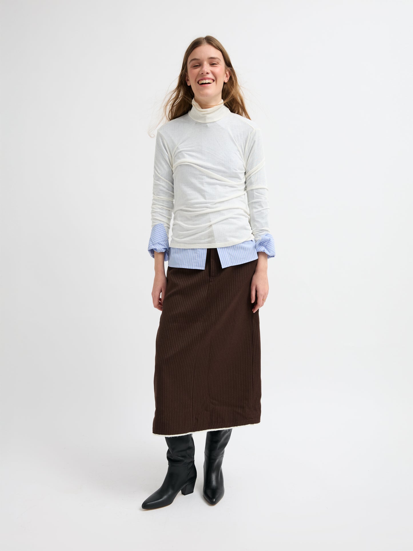 Falda midi raya diplomática - Eira