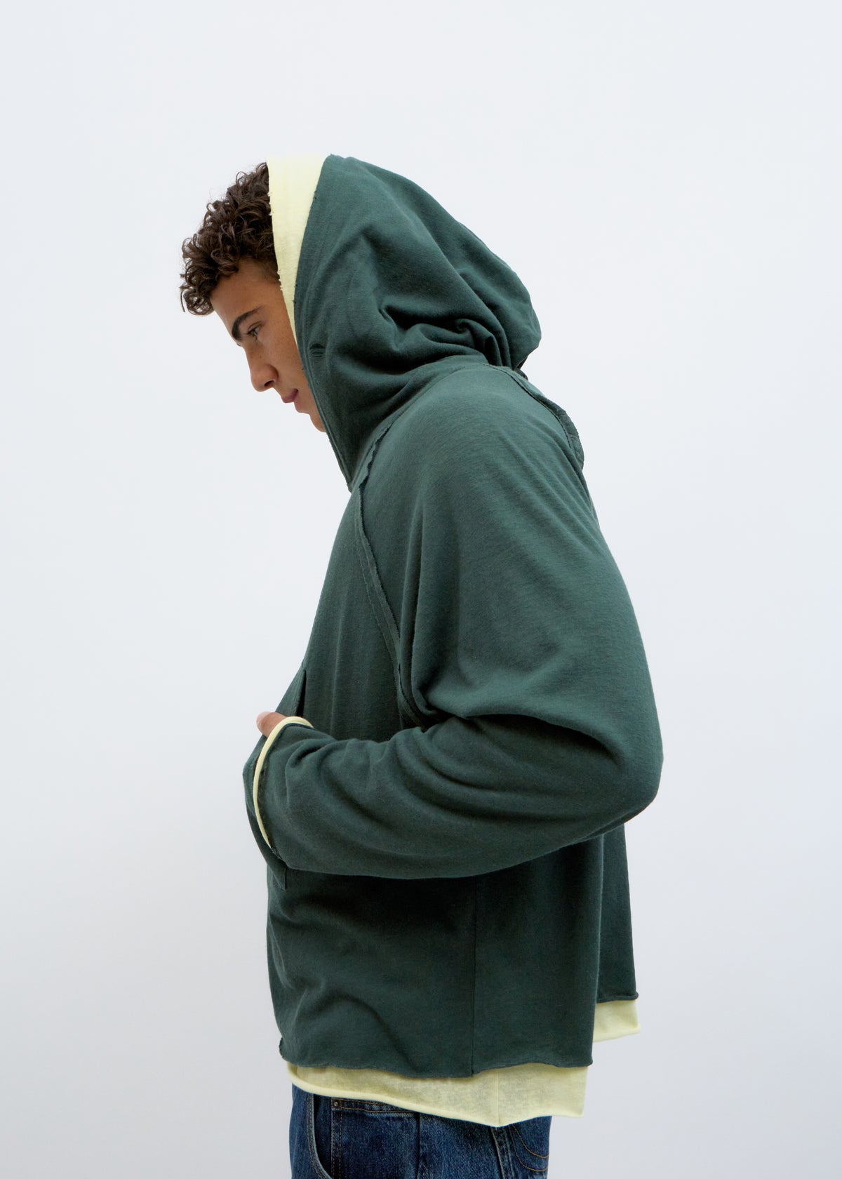 Contrast Double Hooded Sweatshirt - Twotwo