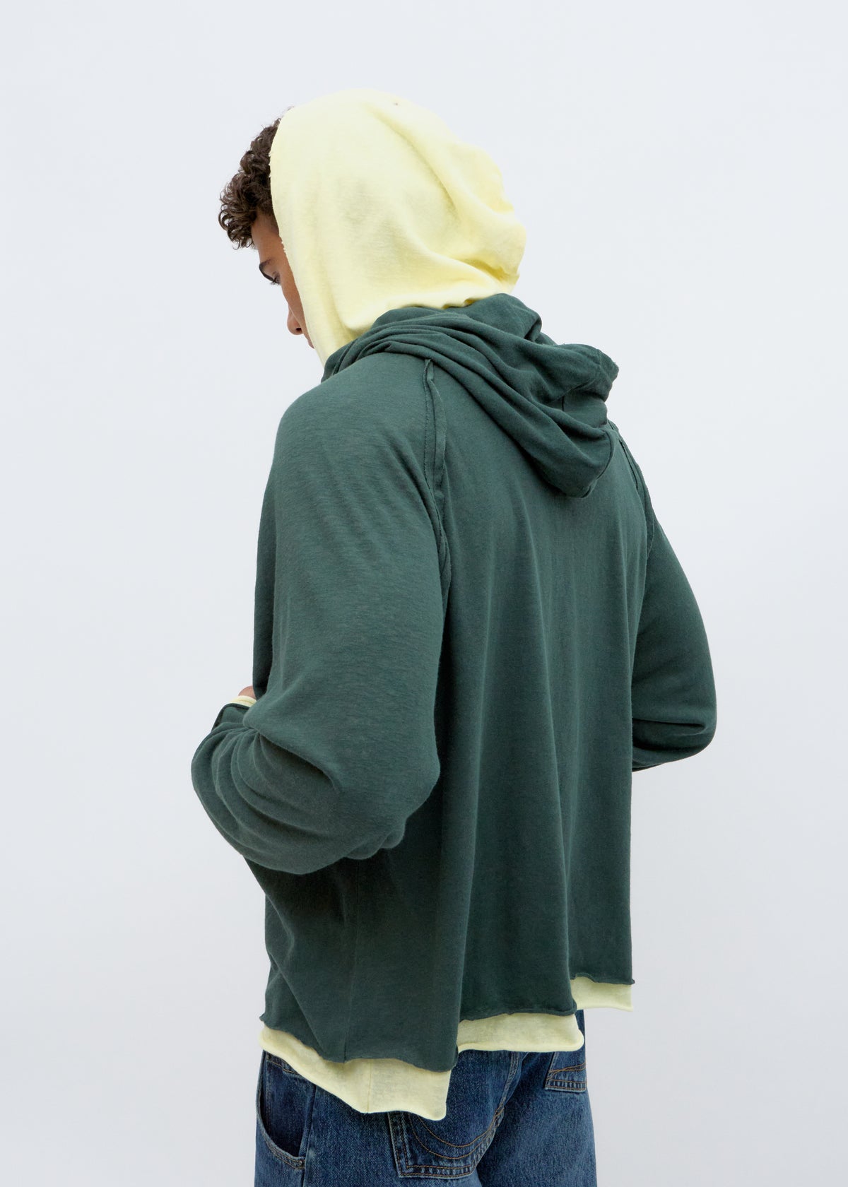 Contrast Double Hooded Sweatshirt - Twotwo