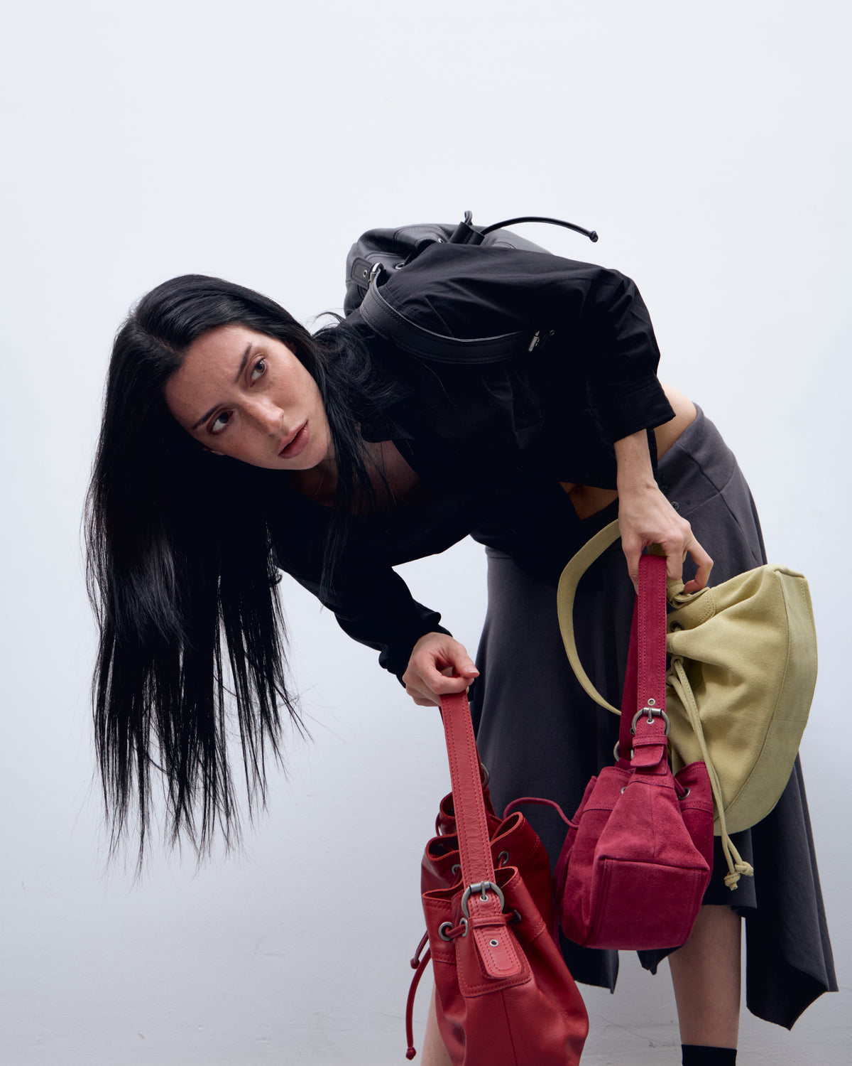 Bolso de piel rojo - Pomelie