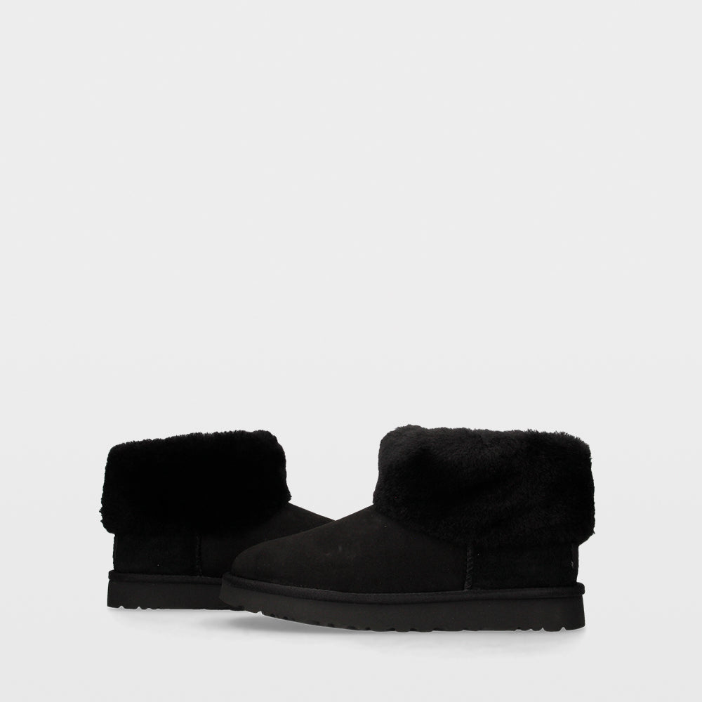 Ugg Classic Mini Fluff - Black Ankle Boots