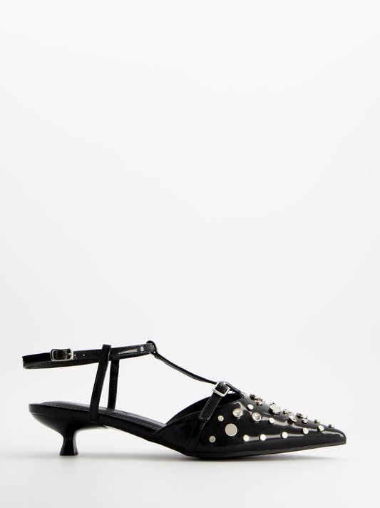 Zapatos de tacón negros con tachuelas - ULK Leyre