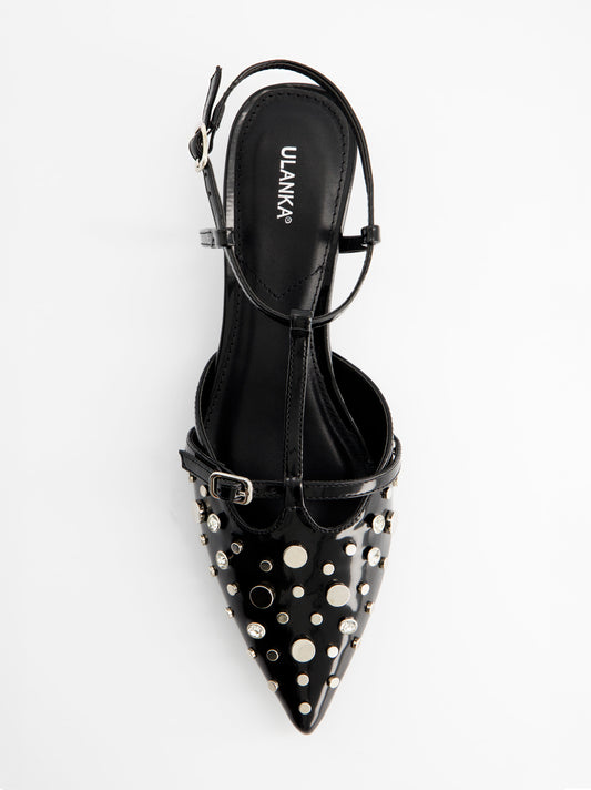 Zapatos de tacón negros con tachuelas - ULK Leyre