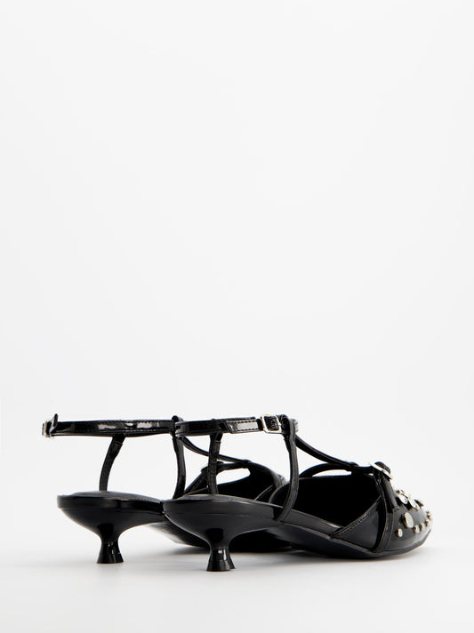 Zapatos de tacón negros con tachuelas - ULK Leyre