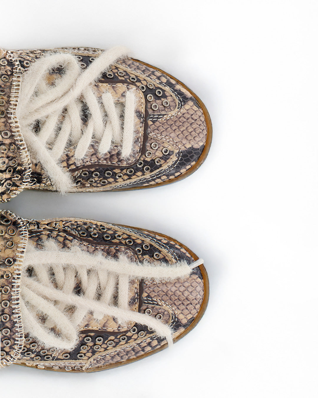 Snake effect sneakers with studs and fur laces - Chile
