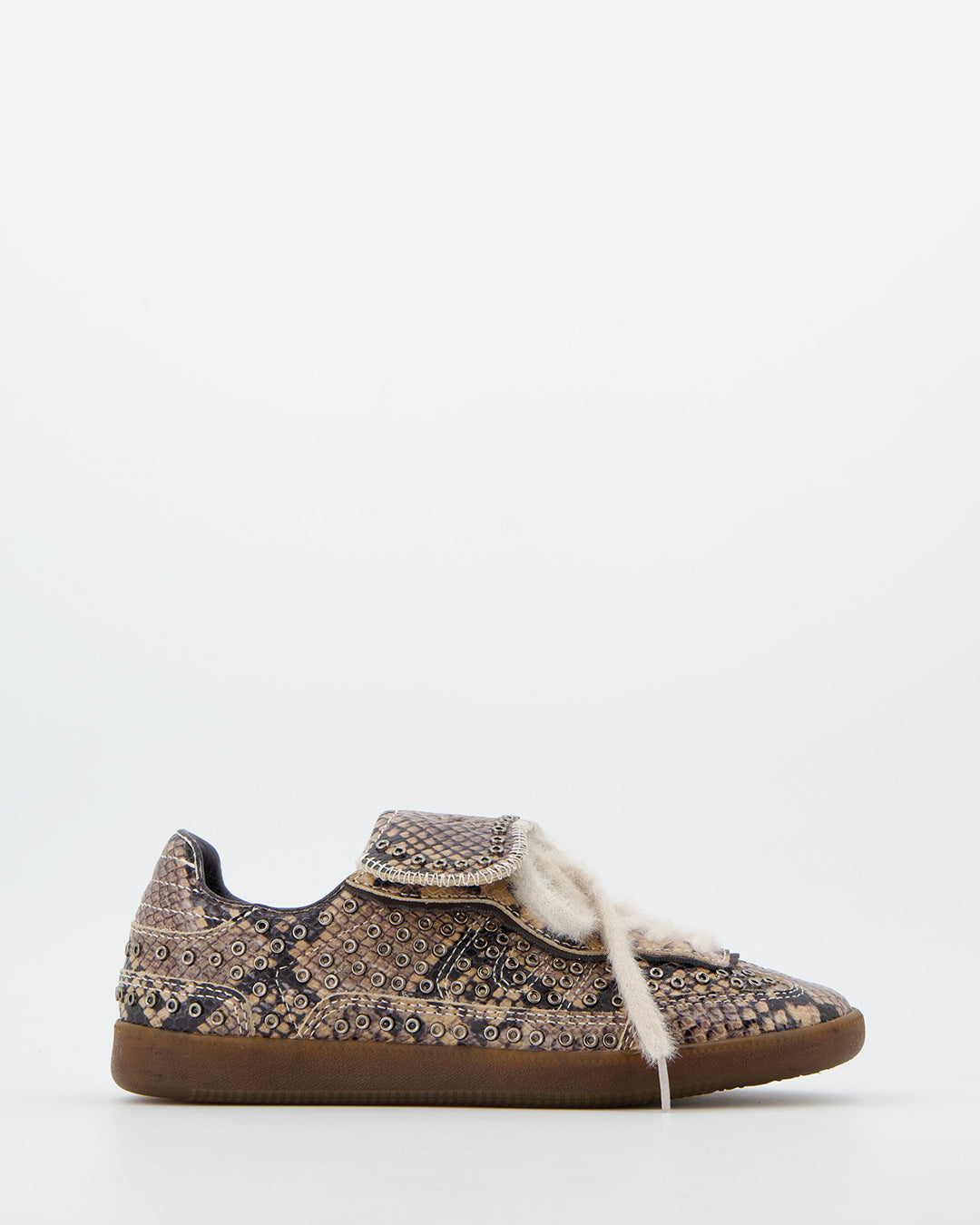 Snake effect sneakers with studs and fur laces - Chile