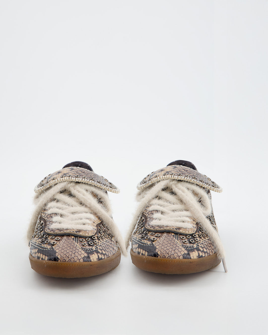 Snake effect sneakers with studs and fur laces - Chile