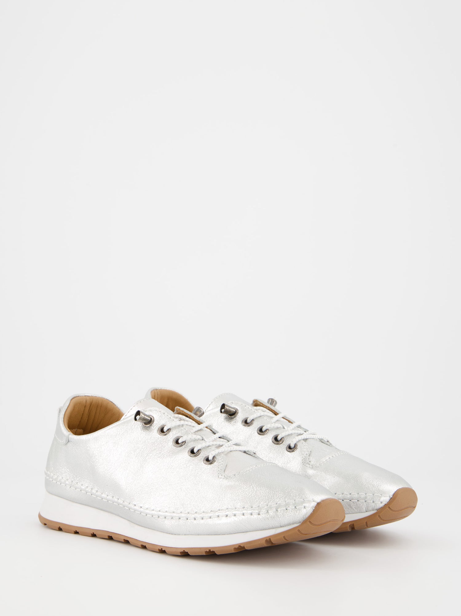 Zapatillas de piel plateadas - Berly