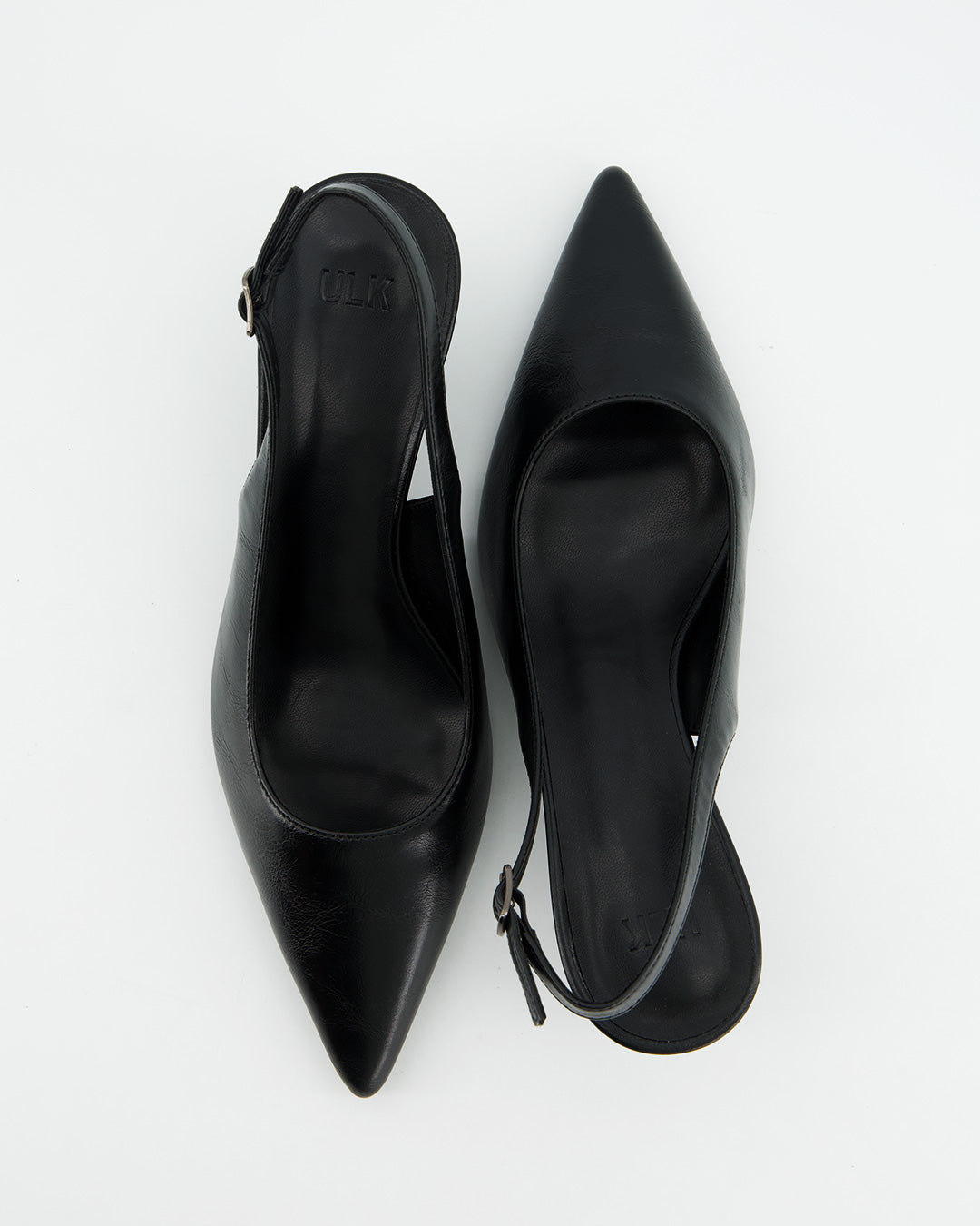 Black Leather Slingback Shoes - Douce