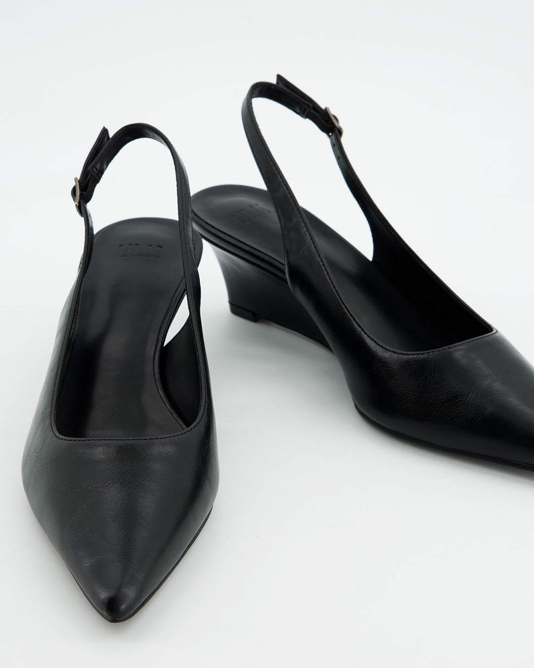 Black Leather Slingback Shoes - Douce