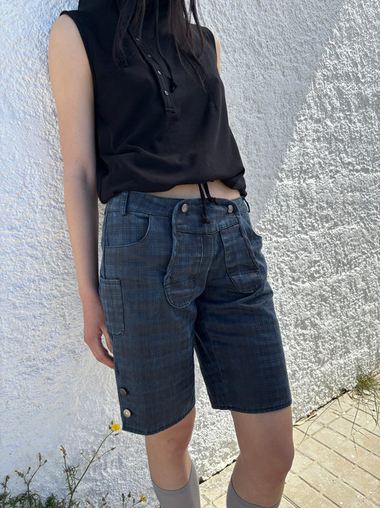Bermudas de cuadros azul con botones - Vilna