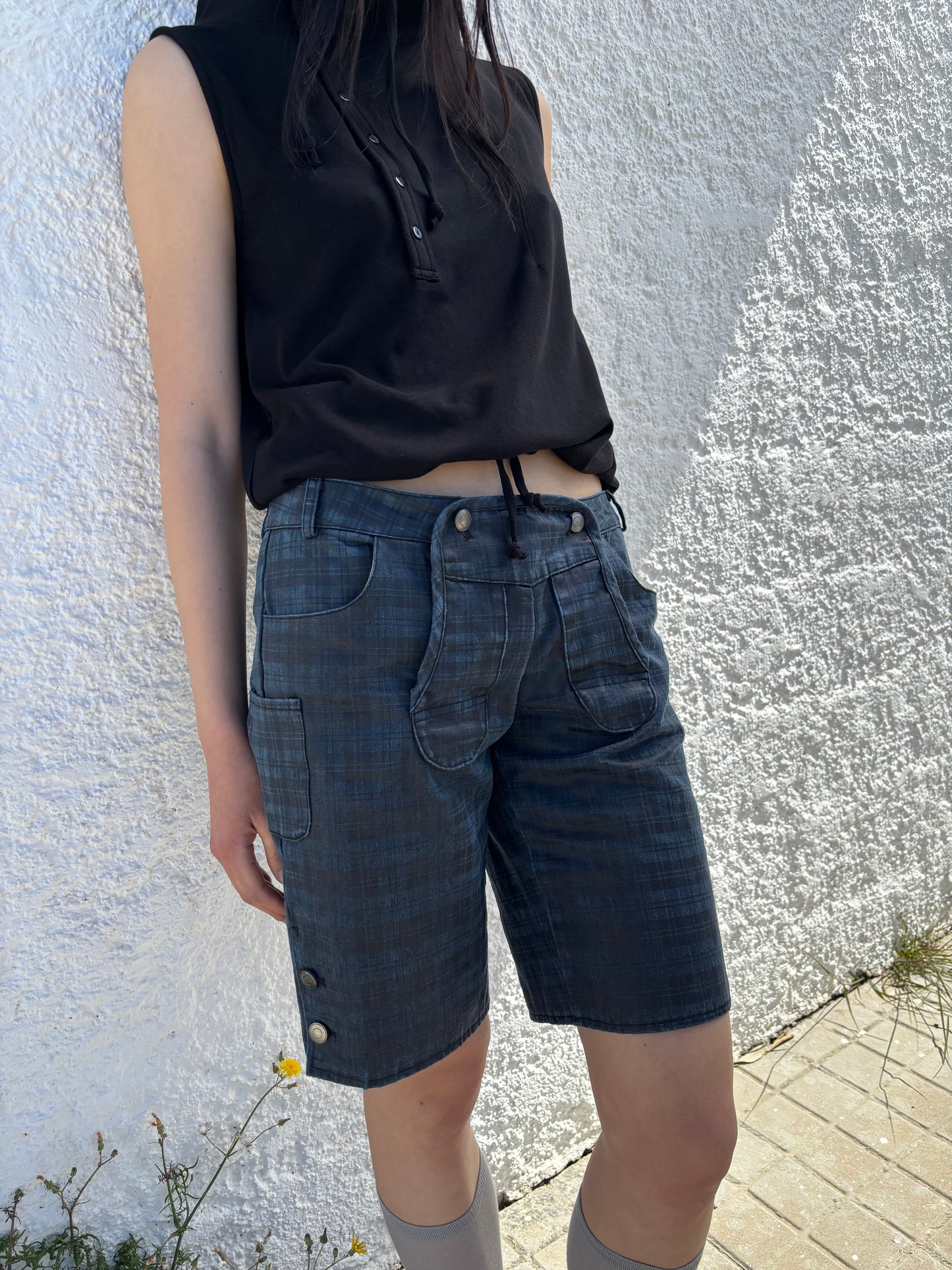 Bermudas de cuadros azul con botones - Vilna