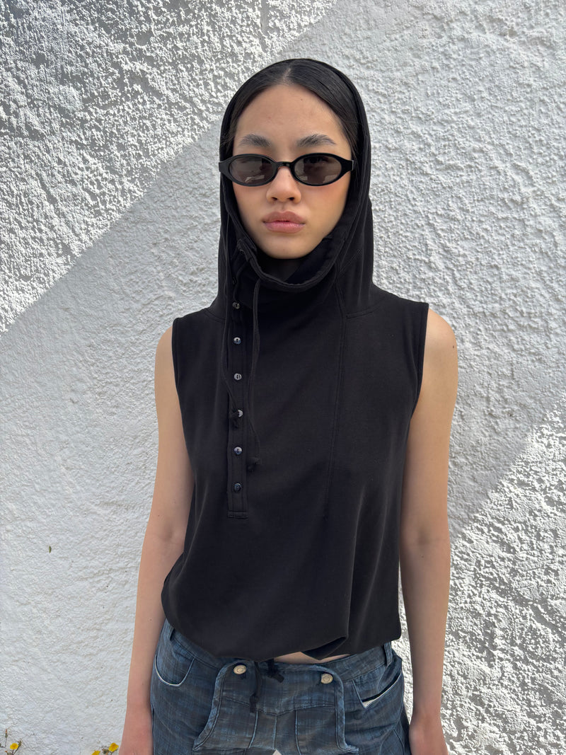 Asymmetric collar and hood vest - Two