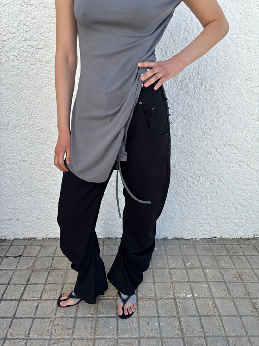 Pantalón pernera curva negro - Jones