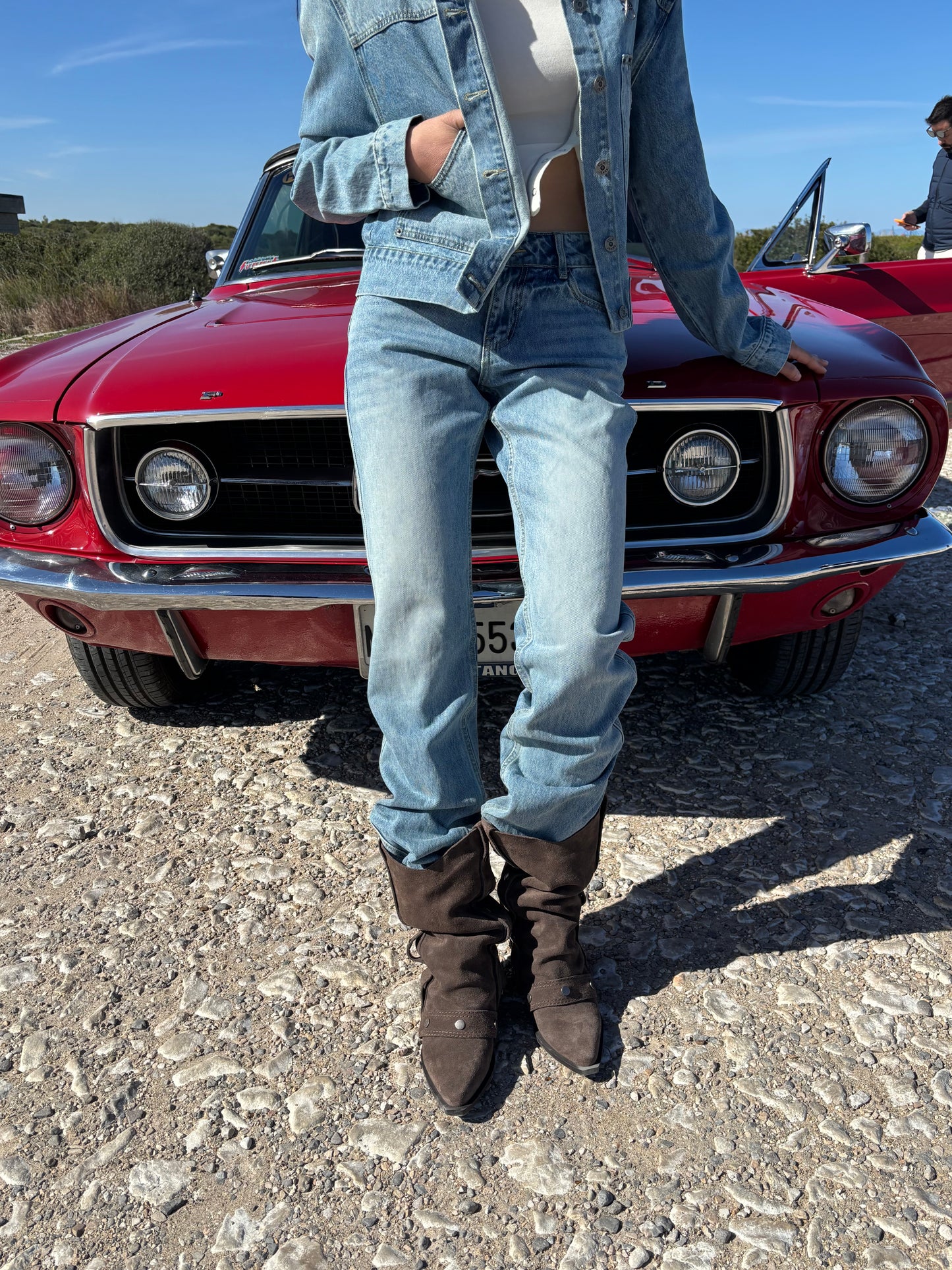 Light wash effect denim trousers - Aya