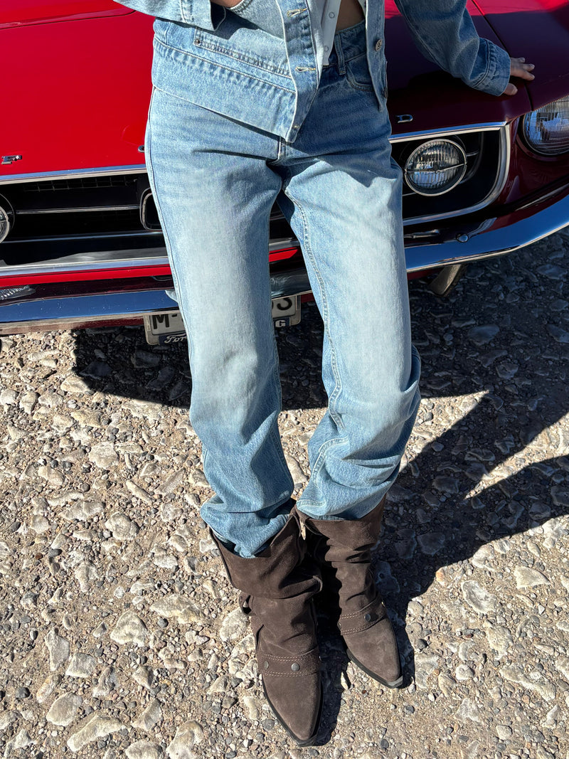 Pantalón denim claro efecto lavado - Aya