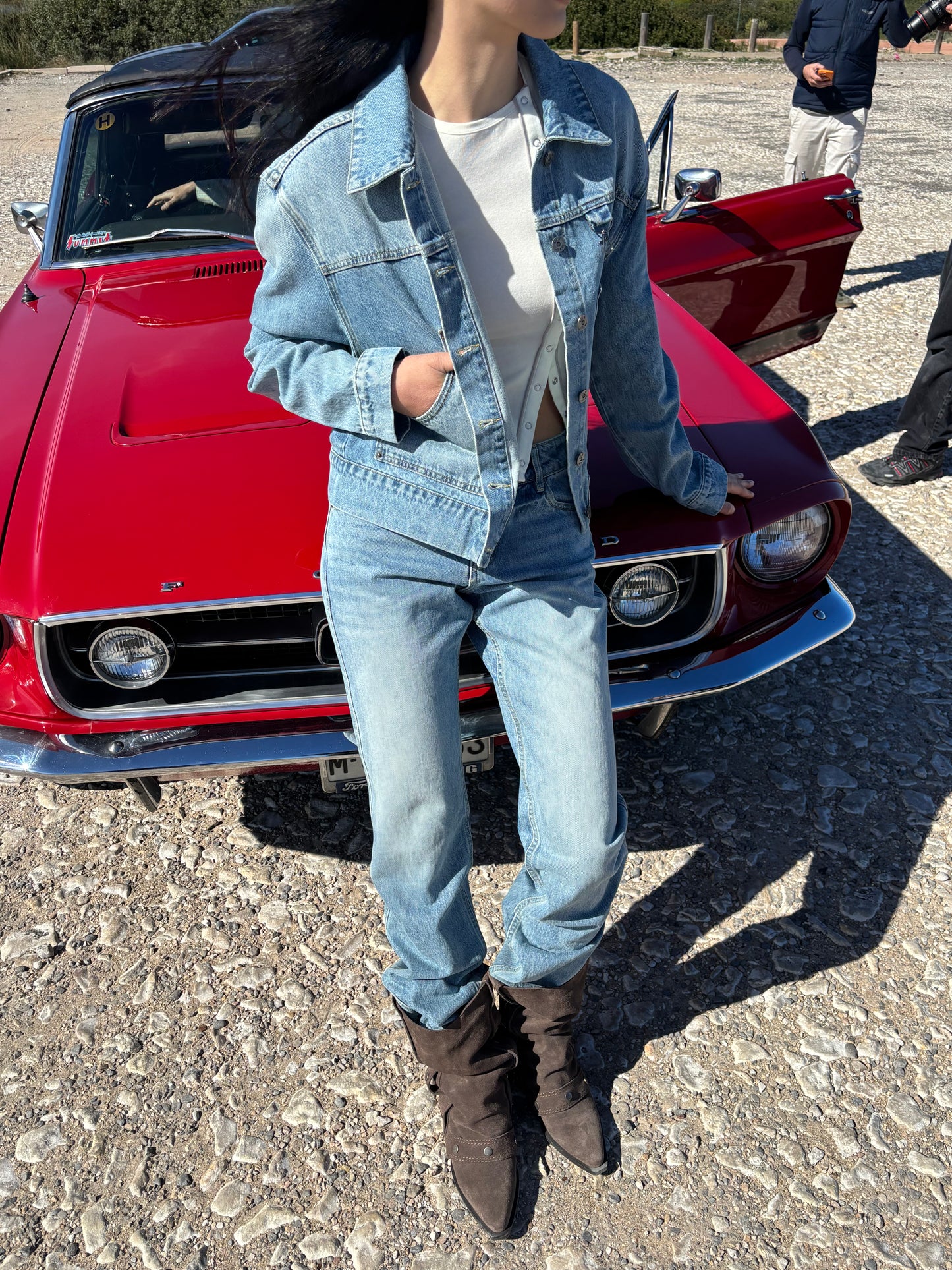 Light wash effect denim trousers - Aya