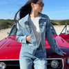 Short denim jacket with front pockets - Zuri