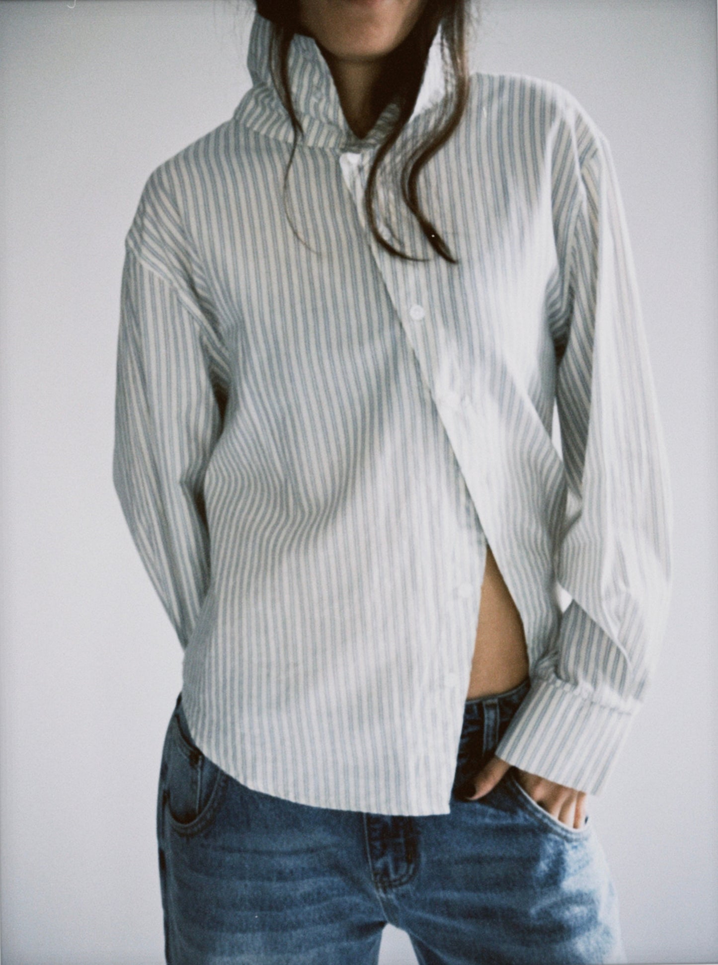 Camisa a rayas con botones asimétricos - Yani