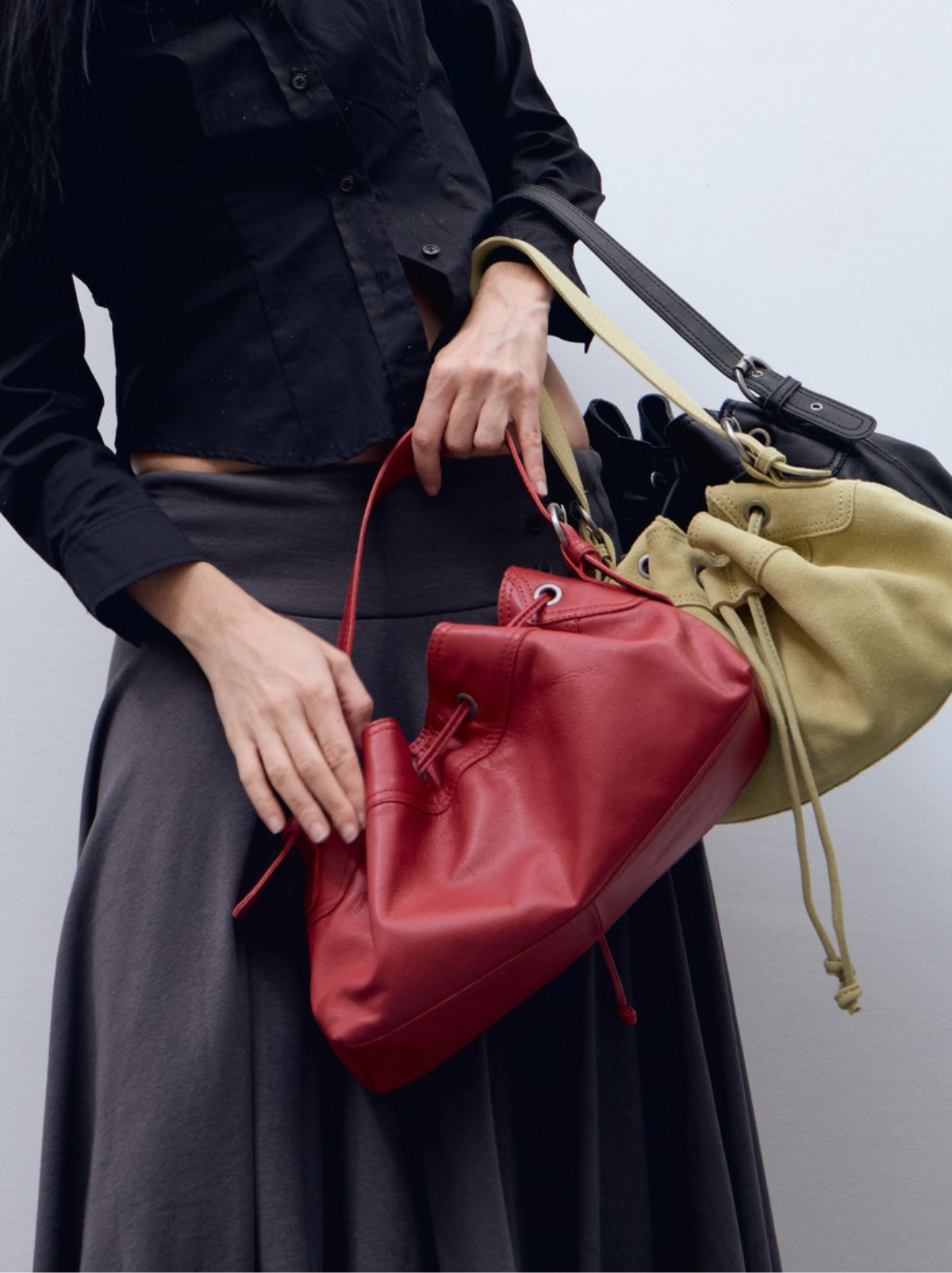 Red leather handbag - Pomelie